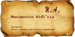 Maximovics Alícia névjegykártya